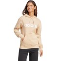 Bluza damska adidas Essentials Linear Hoodie beżowa IS2083