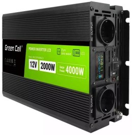 PRZETWORNICA NAPIĘCIA Green Cell PowerInverter LCD 12V -> 230V 2000W/4000W CZYSTA SINUSOIDA GREEN CELL