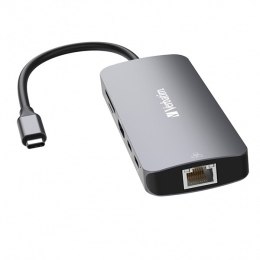 USB (3.2) hub 9-port, 32152, szary, długość przewodu 15cm, Verbatim, 2x USB C, 3x USB A, 1x HDMI, czytnik SD/micro SD