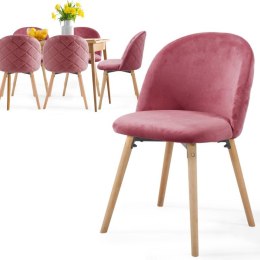 Miadomodo Zestaw aksamitnych krzeseł do jadalni, różowy