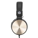 HP DHH-1206 słuchawki z mikrofonem, regulacja głośności, czarno-złota, klasyczna typ 3,5mm jack