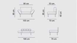 Sofa dwuosobowa Nitta , 155 x 85 x 70 cm, szara