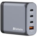 Ładowarka GaN Verbatim, USB 3.0, USB C, szara, 140 W, wymienne końcówki C,G,A