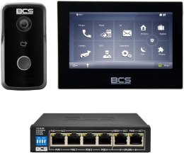 Zestaw wideodomofonowy IP BCS Line Panel BCS-PAN1300B-S Monitor BCS-MON7700B-S Switch BCS-B-SP0402 BCS LINE