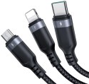 KABEL 3w1 USB-A / USB-C micro-USB Lightning Joyroom S-1T3018A18 30cm 3.5A W OPLOCIE CZARNY JOYROOM
