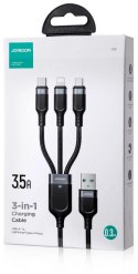 KABEL 3w1 USB-A / USB-C micro-USB Lightning Joyroom S-1T3018A18 30cm 3.5A W OPLOCIE CZARNY JOYROOM