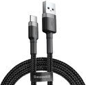 KABEL USB-A -> USB-C Baseus Cafule CATKLF-BG1 100cm 3A QC 3.0 CZARNO-SZARY W NYLONOWYM OPLOCIE BASEUS