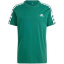 Koszulka męska adidas Essentials Single Jersey 3-Stripes zielona IS1333