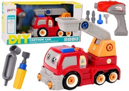 Ciężarówka Z Wysięgnikiem Kreskówkowa Do Rozkręcania DIY Czerwony LEAN Toys