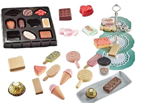Cukiernia Kawiarnia Zestaw Słodycze Figurki Kawa Ciasto 50 ele. LEAN Toys Cukiernia Kawiarnia Zestaw Słodycze Figurki Kawa Ciasto 50 ele. LEAN Toys