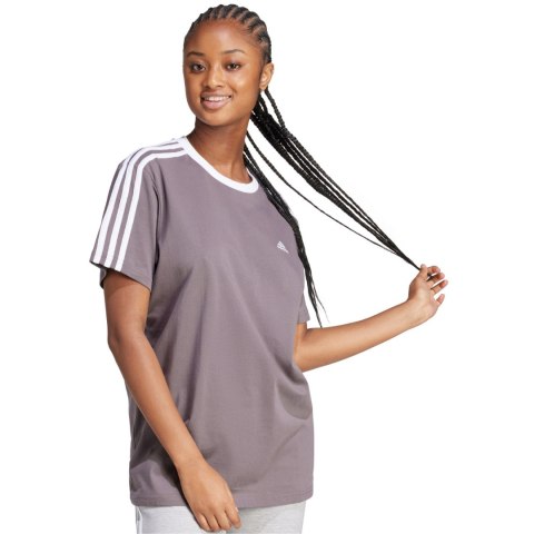 Koszulka damska adidas Essentials 3-Stripes Tee fioletowa IS1564