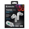 Defender Twins 916, słuchawki z mikrofonem, regulacja głośności, biała, douszne, BT 5.0, TWS, etui z ładowarką typ bluetooth