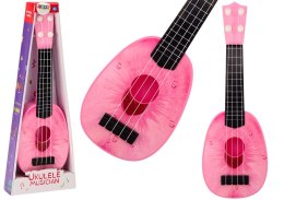 Ukulele Dla Dzieci Mini Gitara 4 Struny Motyw Brzoskwini Gitarka Różowa 15″