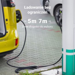 Green Cell GC Snap Kabel EV Typ 2 11kW 5m 16A do Ładowania Tesla Model Y 3 S X, Kia EV6, VW ID.4, ID.5, BMW i4, iX, Ford Mach-E