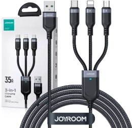 Kabel 3w1 USB-A / USB-C micro-USB Lightning Joyroom S-1T3018A18 120cm 2.4A w oplocie czarny JOYROOM