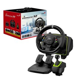 Kierownica Genius GX Gaming SpeedMaster X2, kierownica z pedałami i dźwignią zmiany biegów, 13przycisk, USB, czarny