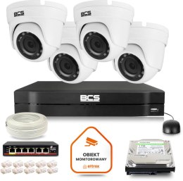 Zestaw monitoringu IP BCS Line 4x Kamera BCS-L-EIP12FR3 Rejestrator z dyskiem 1TB BCS LINE