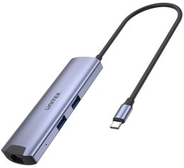 H1112F Unitek Aktywny Hub USB-C 5Gbps, HDMI RJ-45 PD 100W UNITEK