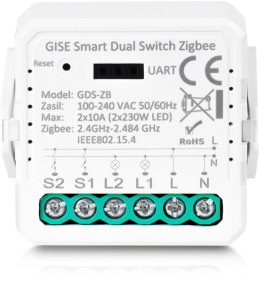 GISE Smart Dual Switch Zigbee | Podwójny moduł przekaźnikowy Zigbee | GDS-ZB GISE