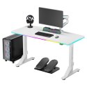 ULTRADESK Biurko dla gracza IRON WHITE, 132,5x60,5 cm, 71-81 cm, mechaniczna regulacja wysokości