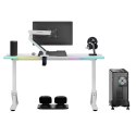 ULTRADESK Biurko dla gracza IRON WHITE, 132,5x60,5 cm, 71-81 cm, mechaniczna regulacja wysokości