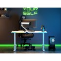 ULTRADESK Biurko dla gracza IRON WHITE, 132,5x60,5 cm, 71-81 cm, mechaniczna regulacja wysokości