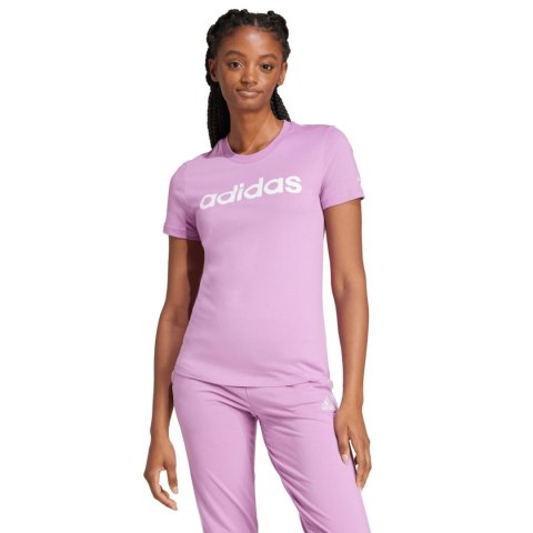 Koszulka damska adidas Loungewear Essentials Slim Logo Tee fioletowa IY9192