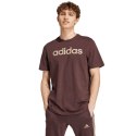 Koszulka męska adidas Essentials Single Jersey Linear Embroidered brązowa IZ4768