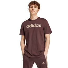 Koszulka męska adidas Essentials Single Jersey Linear Embroidered brązowa IZ4768