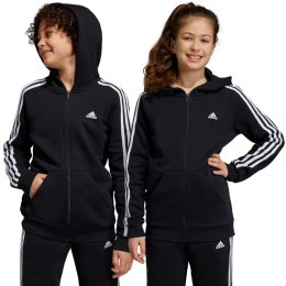 Bluza dla dzieci adidas Essentials 3-Stripes Fleece Full-Zip Hoodie czarna HR6331