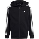 Bluza dla dzieci adidas Essentials 3-Stripes Fleece Full-Zip Hoodie czarna HR6331