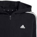 Bluza dla dzieci adidas Essentials 3-Stripes Fleece Full-Zip Hoodie czarna HR6331