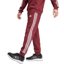 Spodnie męskie adidas Essentials Fleece 3-Stripes Tapered Cuff bordowe JG5951