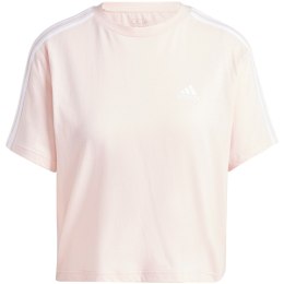 Koszulka damska adidas Essentials 3-Stripes Single Jersey Crop Top beżowa IY4227