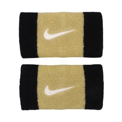 Frotki na nadgarstek Nike Swoosh Doublewide Wristbands 2 szt. czarno-złote N0001586055OS