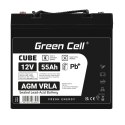 Green Cell Cube AGM VRLA IP54 12V 55Ah bezobsługowy akumulator do kosiarki skutera łodzi wózka inwalidzkiego