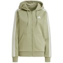 Bluza damska adidas Essentials 3-Stripes Full-Zip Fleece Hoodie oliwkowa JP2352