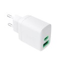 Greencell PowerSource Duo30 Biała Ładowarka sieciowa 30W USB-C USB-A Power Delivery QC3.0- 1x USB-C, 1x USB-A