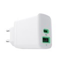 Greencell PowerSource Duo30 Biała Ładowarka sieciowa 30W USB-C USB-A Power Delivery QC3.0- 1x USB-C, 1x USB-A