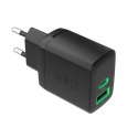 Greencell PowerSource Duo30 Czarna Ładowarka sieciowa 30W USB-C USB-A Power Delivery QC3.0- 1x USB-C, 1x USB-A