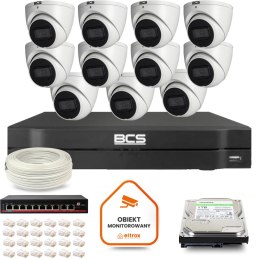 Zestaw monitoringu IP BCS Line 11x Kamera BCS-L-EIP14FSR3-AI1 Rejestrator z dyskiem 1TB BCS