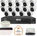 Zestaw monitoringu IP BCS Line 14x Kamera BCS-L-EIP14FSR3-AI1 Rejestrator z dyskiem 1TB BCS