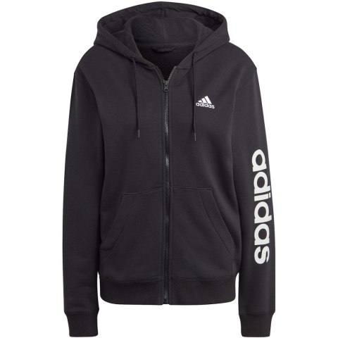 Bluza damska adidas Essentials Linear Full-Zip French Terry Hoodie czarna IC6863