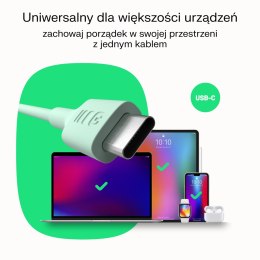 Kabel USB-C 0,3m 100W Greencell PowerFlex Szybkie Ładowanie PD Mint Green