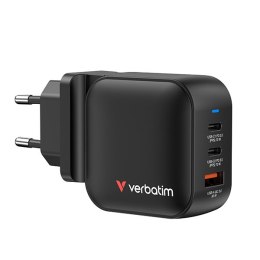 Ładowarka GaN Verbatim, USB 3.0, USB C, szara, 65 W, wymienne końcówki C,G,A