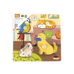 VIGA Drewniane Puzzle z Pinezkami Zwierzęta Domowe Viga Toys