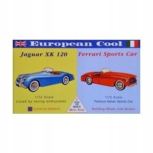 Model plastikowy - Samochody European Cool - Jaguar XK-120 / Ferrari 250 - Glencoe Models (2szt)