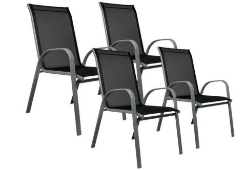 Zestaw czterech krzeseł ogrodowych w kolorze antracytowym