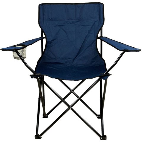 Turystyczne krzesło składane niebieskie z miejscem na napoje