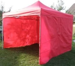 Namiot ogrodowy party DELUXE nożycowy + ściana boczna - 3 x 3 m czerwony